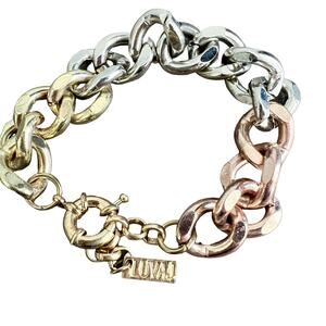 Luv AJ Metallic Ombre Gold, Silver, Rose Gold Chunky Link Bracelet